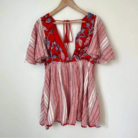 Free People Under the  Sun Tunic Top Red Rome - Picture 7 of 13